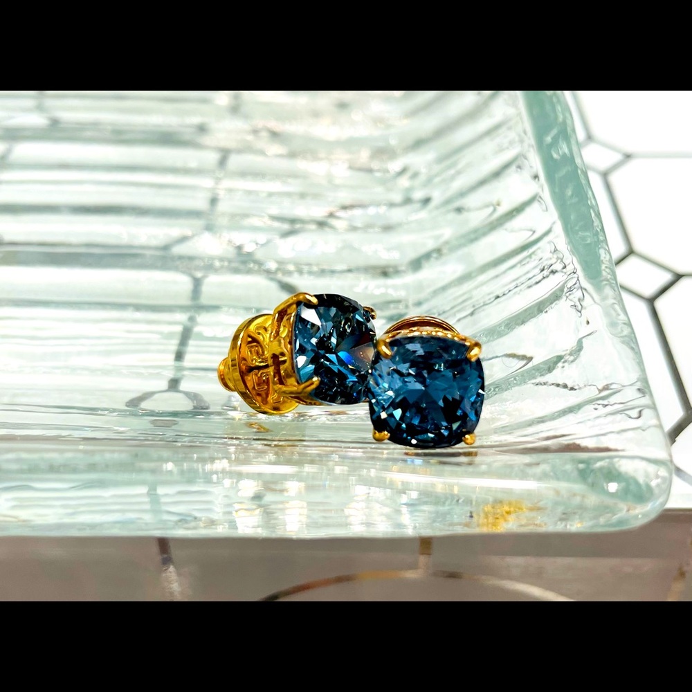 Tory Burch blue gem stone stud earrings
